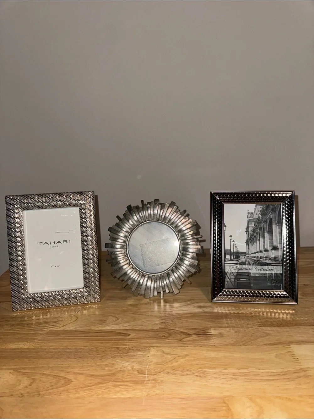 Silver Picture Frame Set of 3, 2 are BNWOT and 1 is Used, Pattern Sunburst